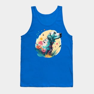 Retro Dalmatian Spring Flowers Dog Lover Paint Splatter Tank Top